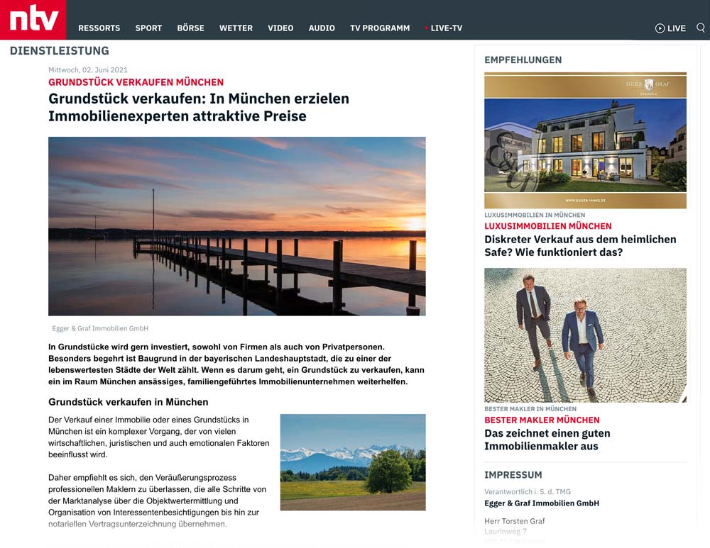 Grundstück verkaufen in München - Artikel N-TV