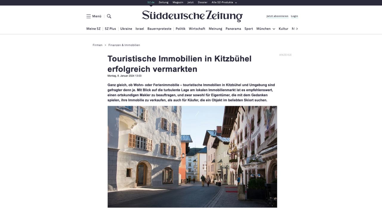 Immobilien in Kitzbühel - Zeitungsartikel